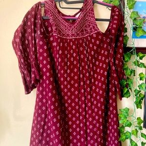 Lucky Brand cold shoulder dress | burgundy